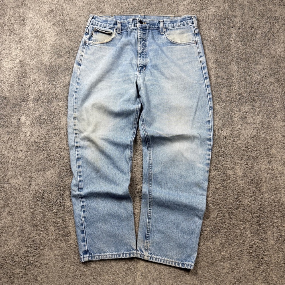 Carhartt Relaxed Fit Jeans Light Wash Blue 36x30 Vintage Workwear Denim